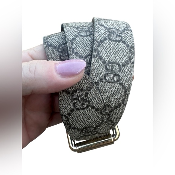 GUCCI Monogram Double G Reversible Mauve Pink Leather Gold Women's Belt 38” - Picture 9 of 13